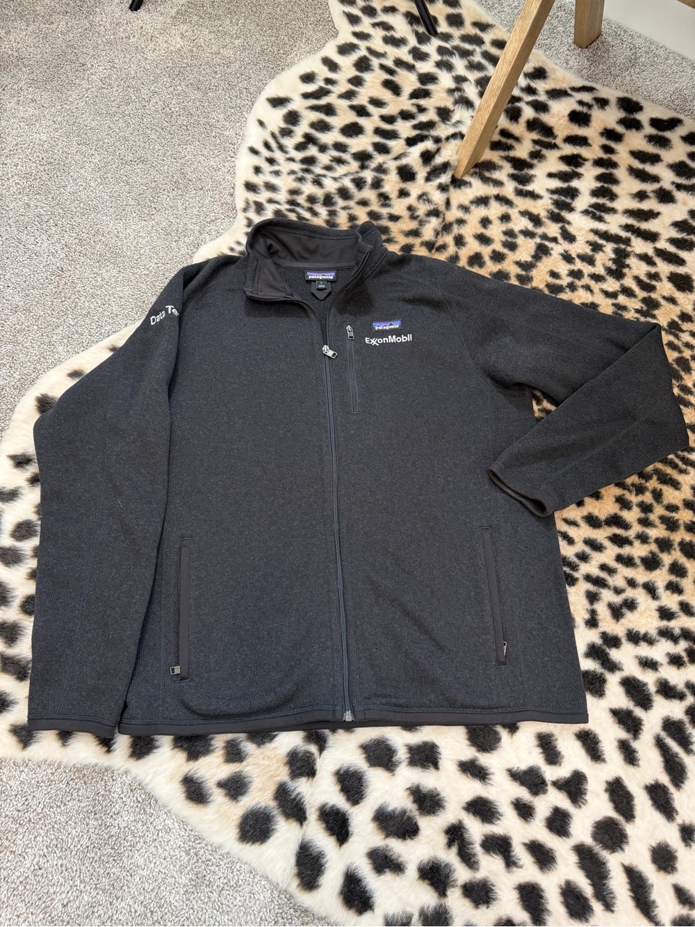 Patagonia Men’s Black Full-Zip Fleece Jacket with ExxonMobil Logo Sz Large